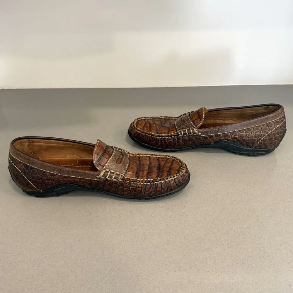 Martin Dingman Bill Alligator Penny Loafers Men's 8 Brown Old Money Heritage